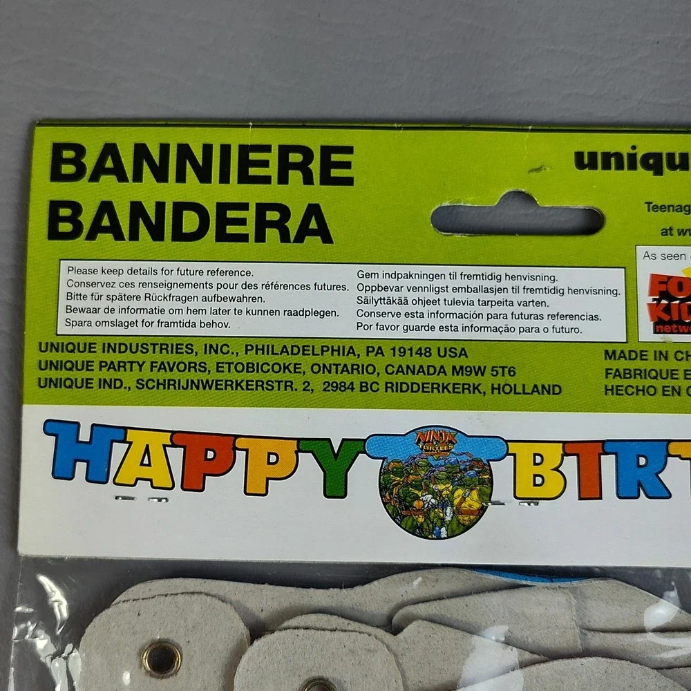 Vintage Ninja Turtles Happy Birthday Banner 1998 TMNT The Next Mutation Fox Kids